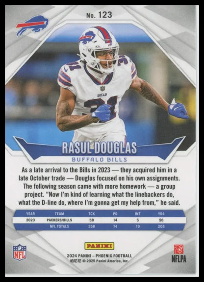 Back of Rasul Douglas Buffalo Bills Panini Phoenix football card 2024