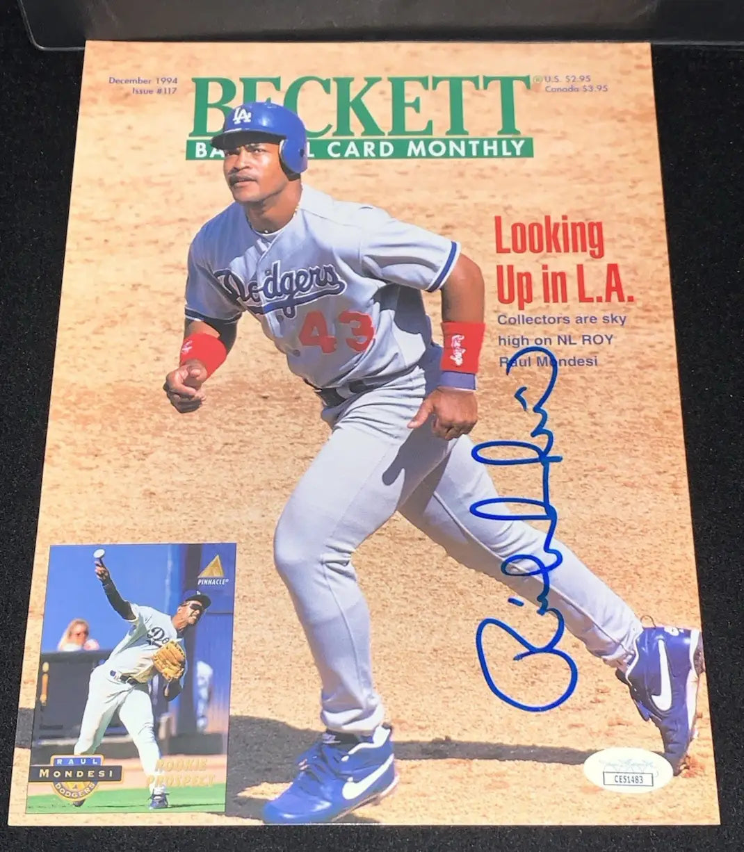 Raul Mondesi Beckett Magazine Auto Dec 1994 Los Angeles Dodgers Cover JSA