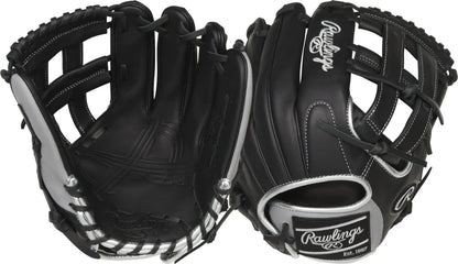 Rawlings Encore baseball glove in black and silver from the glove series, 12.25 inches