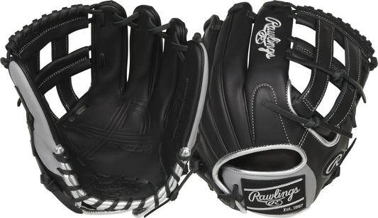 Rawlings Encore baseball glove in black and silver from the glove series, 12.25 inches