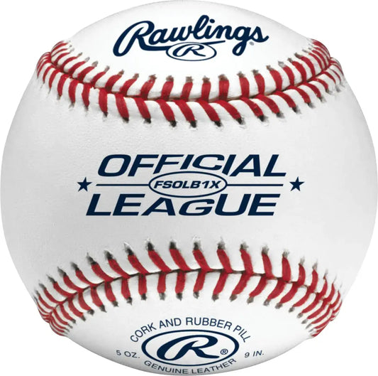 White flat seam baseball with red stitching for recreational practice in a 12-pack