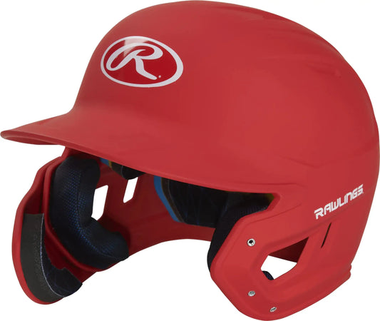 Red Rawlings Mach Adjust batting helmet with cheek protector and extension piece for seniors