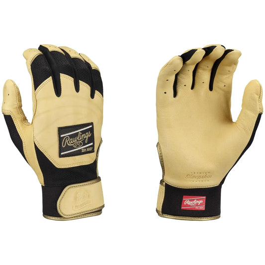 Rawlings Pro Preferred batting gloves in tan and black for adults