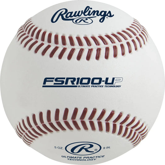 White baseball with red stitching from Rawlings Ultimate Practice technology pack