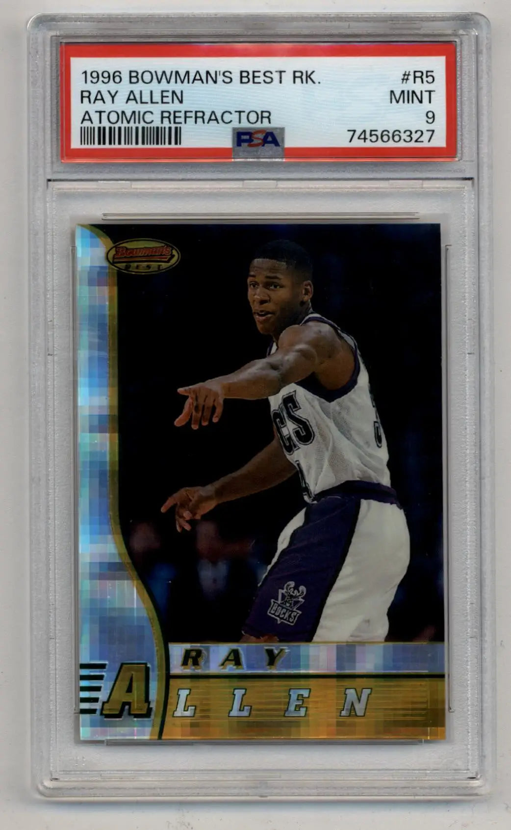 PSA graded Ray Allen 1996 Bowman’s Best Atomic Refractor rookie card