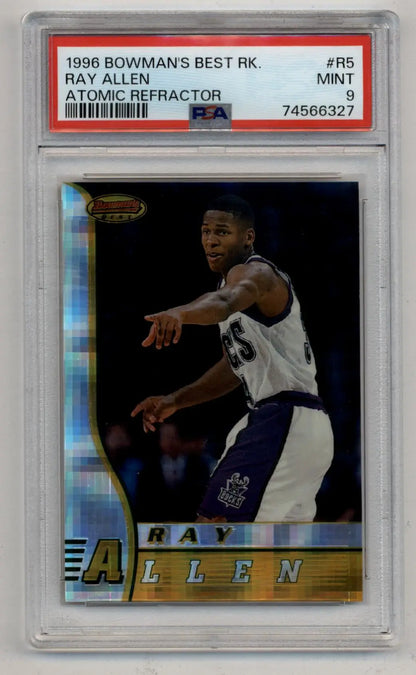 PSA graded Ray Allen 1996 Bowman’s Best Atomic Refractor rookie card