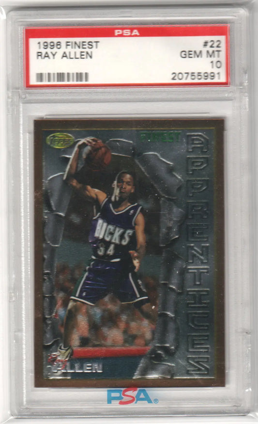 Graded Ray Allen basketball card from Columbia Hobby, Finest RC Rookie, PSA 10 GEM MINT
