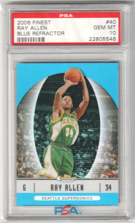 Graded Ray Allen basketball card featuring Blue Refractor from Columbia Hobby PSA 10