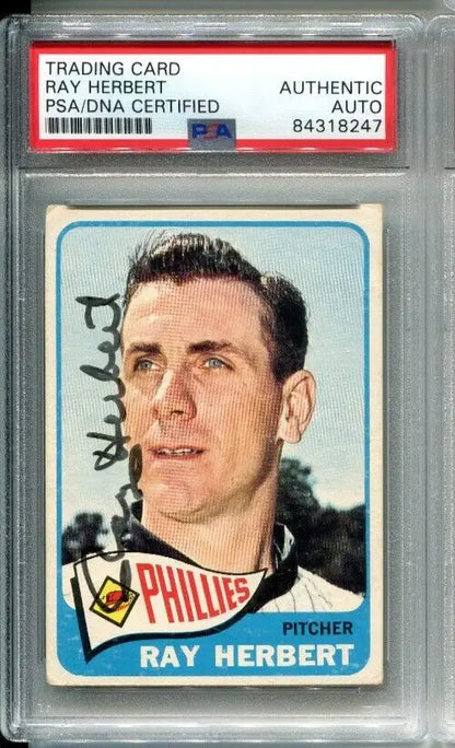 Ray Herbert autographed baseball card from 1965 Topps, PSA/DNA certified trading card