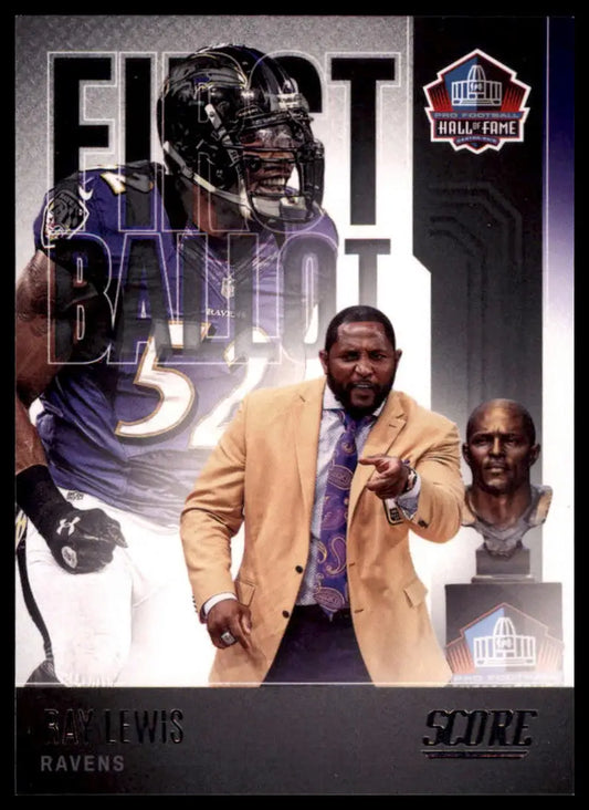 Ray Lewis football card from 2022 Score First Ballot series for Baltimore Ravens