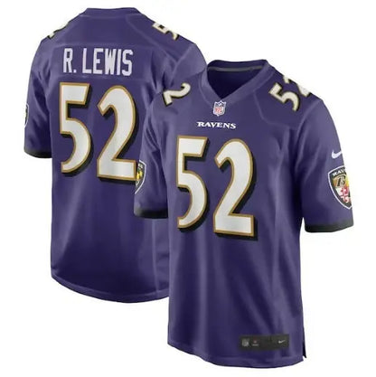 Purple Ray Lewis Baltimore Ravens Nike retired player football jersey on display