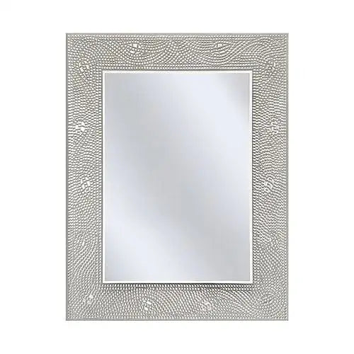 Rectangle Bathroom Vanity Mirror with Mosaic Crystal Floral Motif Border - Mirrors