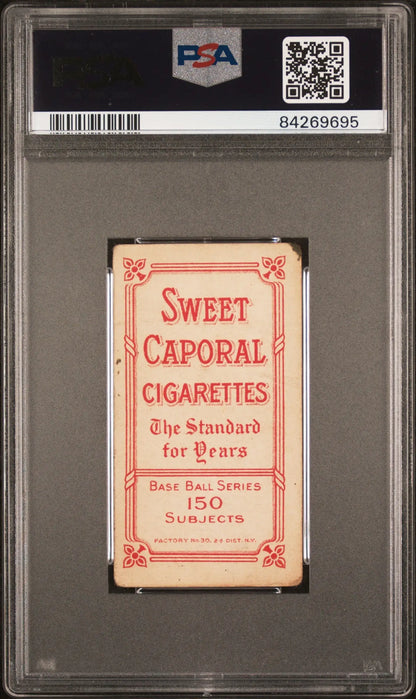 Vintage Red Ames 1909-11 T206 Sweet Caporal cigarette card in PSA 2 protective case