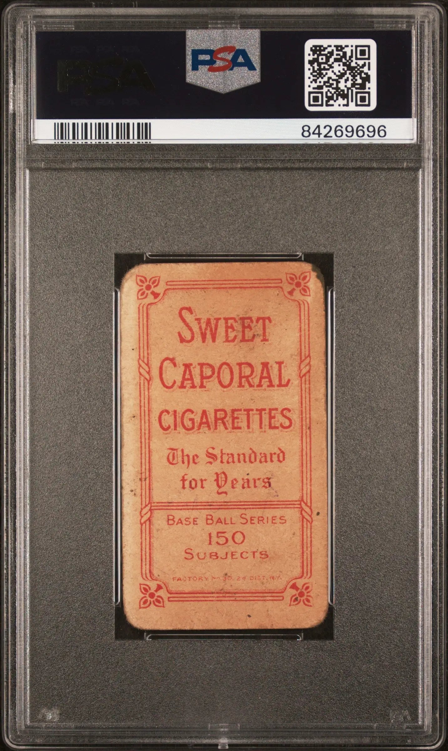 PSA-graded Red Ames 1909-11 T206 Sweet Caporal 150/30 Portrait cigarette card
