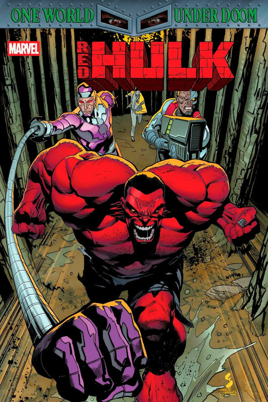 Red Hulk #3 comic book cover featuring Thunderbolt Ross and Doctor Doom in a dynamic pose