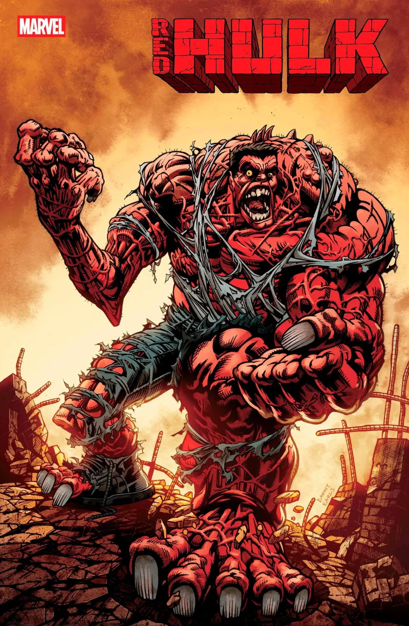 Red Hulk comic book cover featuring Danny Earls Variant Doom art