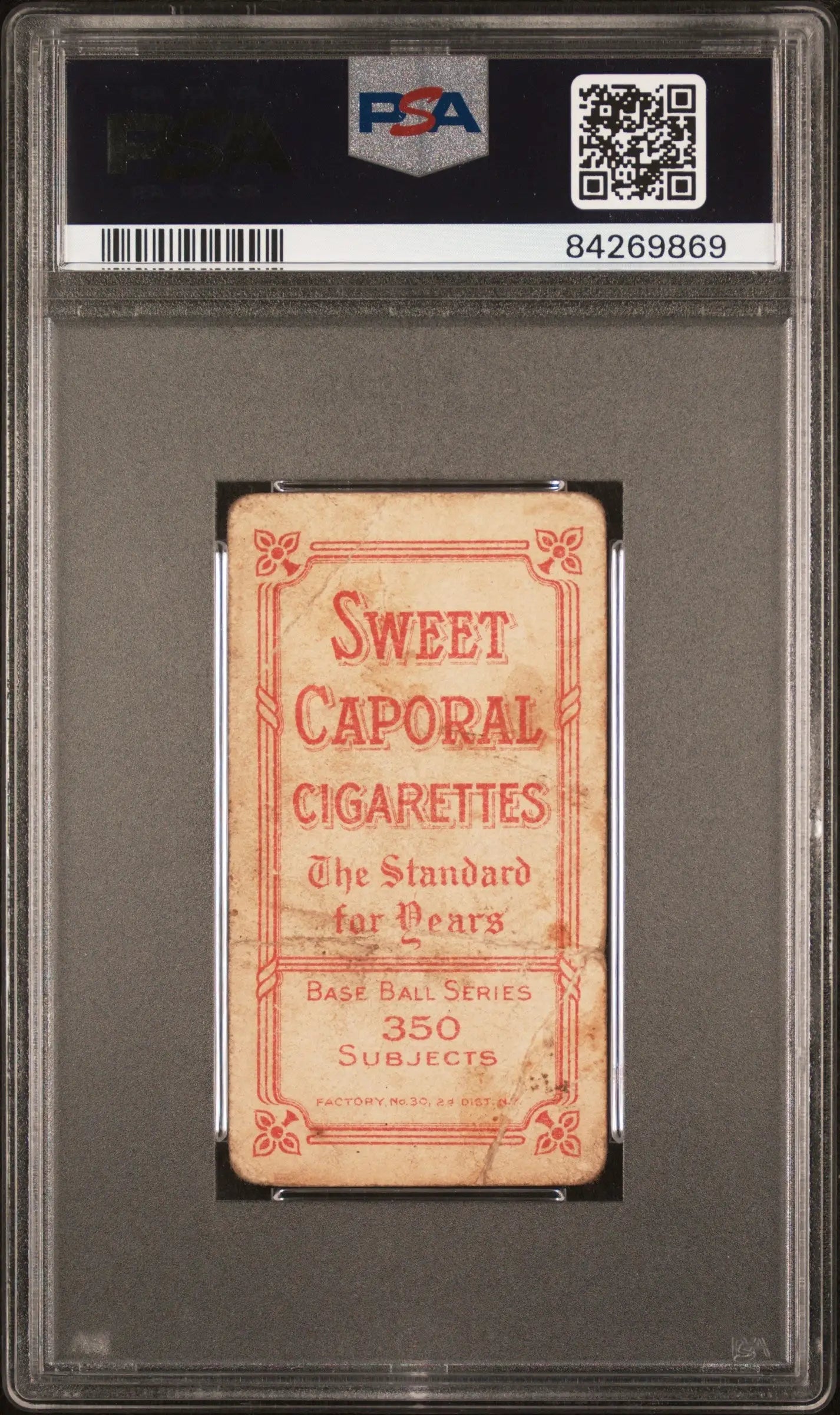 Vintage Red Murray T206 Sweet Caporal 350/30 Batting card in PSA graded case