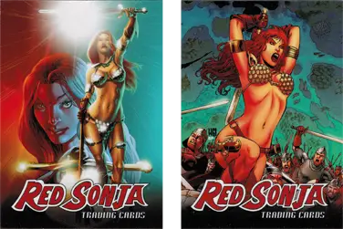 Red Sonja comic book covers featured in Red Sonja 2012 trading cards promo set
