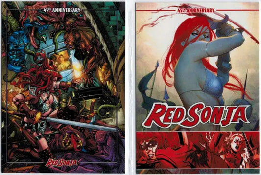 Red Sonja 45th Anniversary comic book covers in Red Sonja Card Promo Set