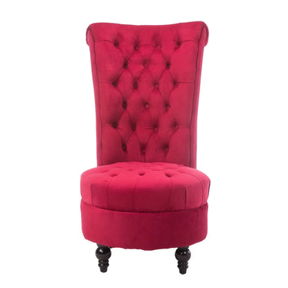 Red Tufted High Back Plush Velvet Upholstered Accent Low Profile Chair - Living Room > Accent Chairs