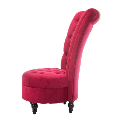 Red Tufted High Back Plush Velvet Upholstered Accent Low Profile Chair - Living Room > Accent Chairs