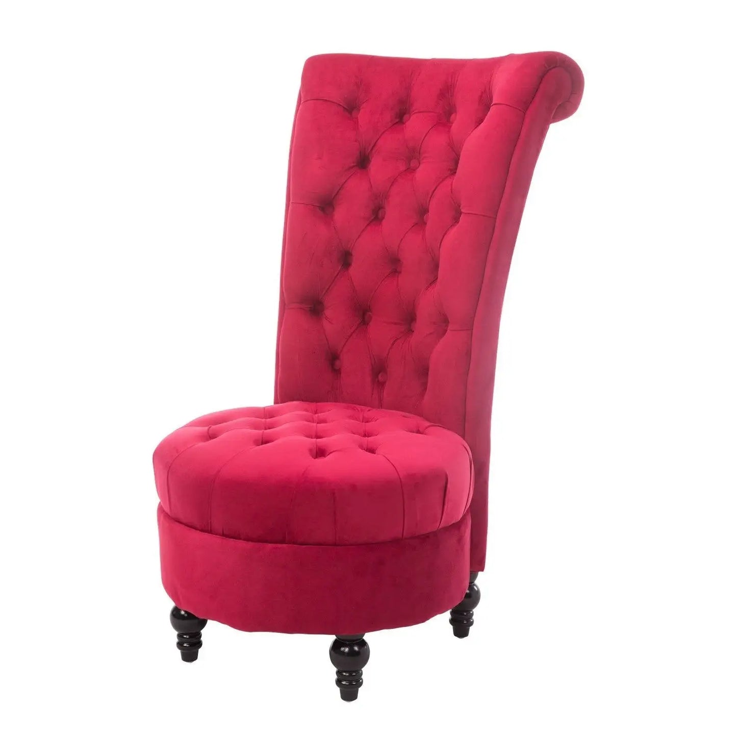 Red Tufted High Back Plush Velvet Upholstered Accent Low Profile Chair - Living Room > Accent Chairs