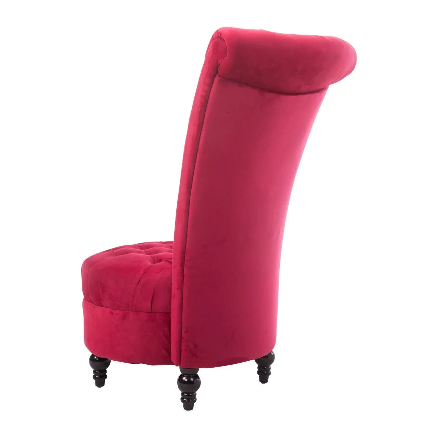 Red Tufted High Back Plush Velvet Upholstered Accent Low Profile Chair - Living Room > Accent Chairs
