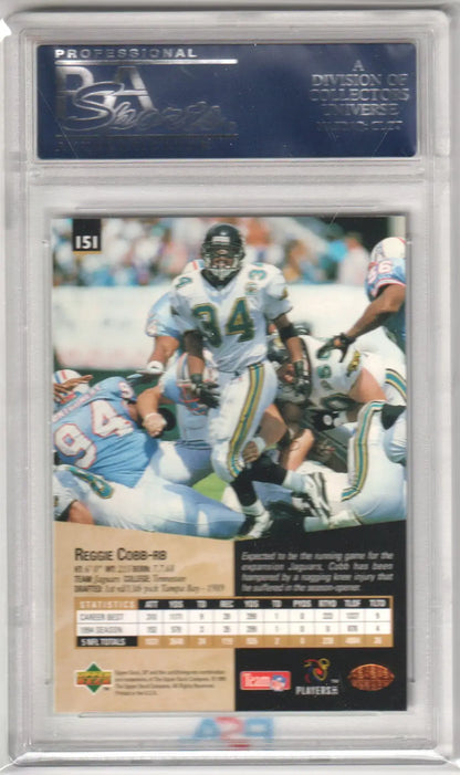 Graded Reggie Cobb 1995 Upper Deck SP football card displayed by Columbia Hobby
