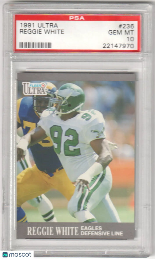 A graded 1991 Fleer Ultra Reggie White football card from Columbia Hobby