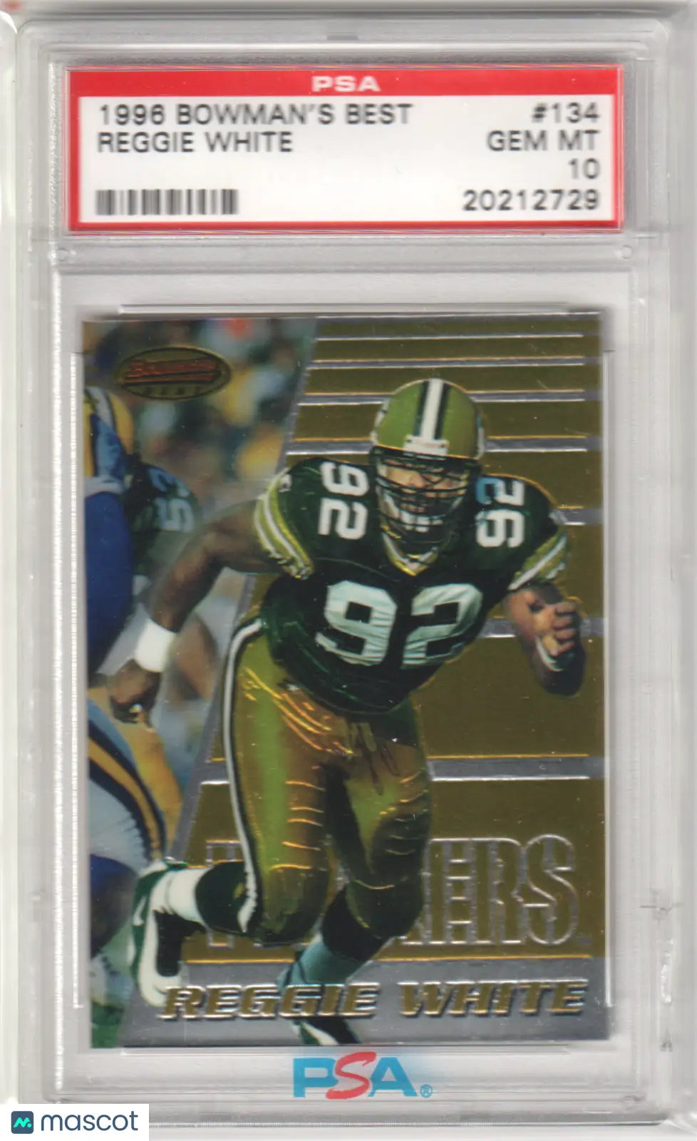 Columbia Hobby Reggie White 1996 Bowman’s Best gem mint football card in PSA 10 slab