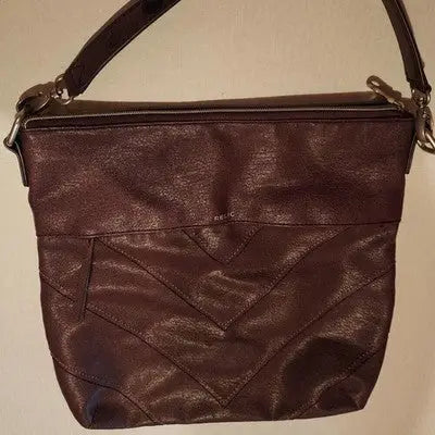 Relic Brown Faux Leather Handbag with Chevron Design, stylish brown faux leather shoulder bag