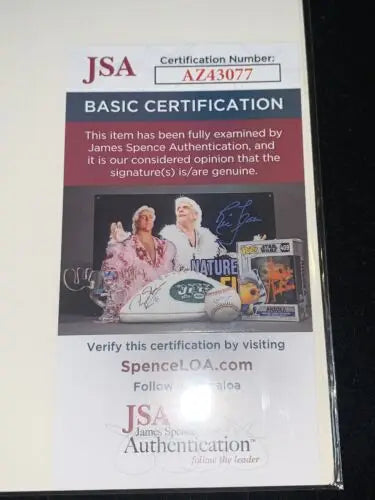 JSA authentication certificate for Rena Owen Star Wars signed 8x10 photo of Taun We