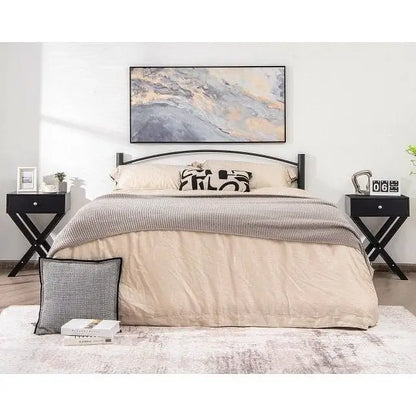 Retro Black X-Shape 1 Drawer Nightstand Coffee Table - Nightstand