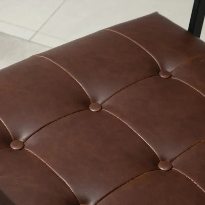 Retro Tufted Faux Leather Metal Frame Accent Chair - Brown - Living Room > Accent Chairs