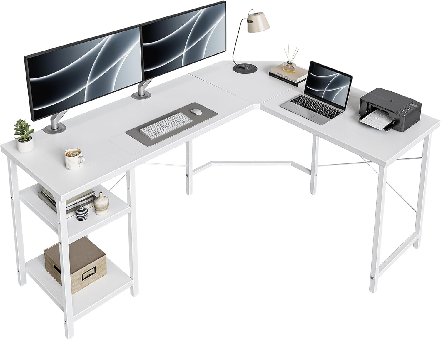 Reversible L Shaped Desk with Storage for Home Office-0