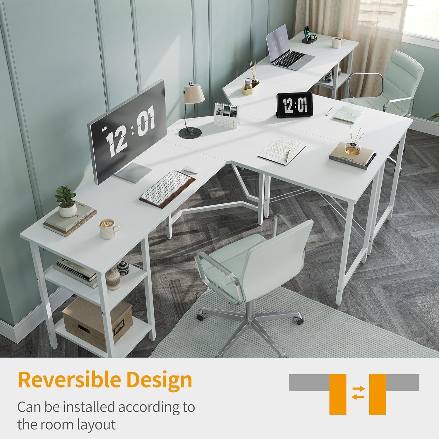 Reversible L Shaped Desk with Storage for Home Office-3