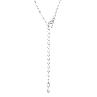 Rhodium Necklace with CZ Disk Pendant - Necklace