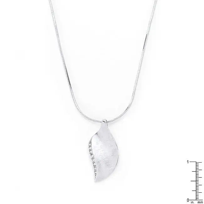 Rhodium Plated Crystal Leaf Necklace - Necklaces