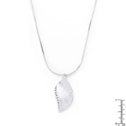 Rhodium Plated Crystal Leaf Necklace - Necklaces