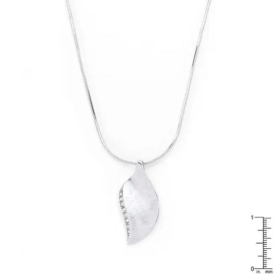 Rhodium Plated Crystal Leaf Necklace - Necklaces