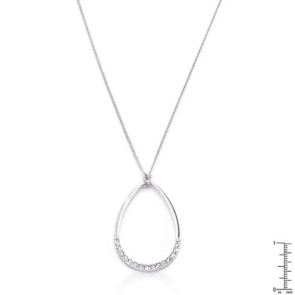 Rhodium Plated Crystal Teardrop Necklace - Necklaces