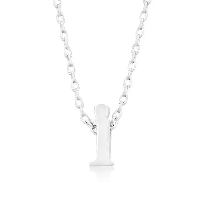 Rhodium Plated Finish Initial I Pendant - Pendants