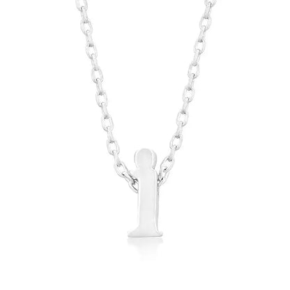 Rhodium Plated Finish Initial I Pendant - Pendants