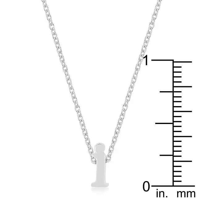 Rhodium Plated Finish Initial I Pendant - Pendants