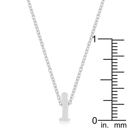 Rhodium Plated Finish Initial I Pendant - Pendants