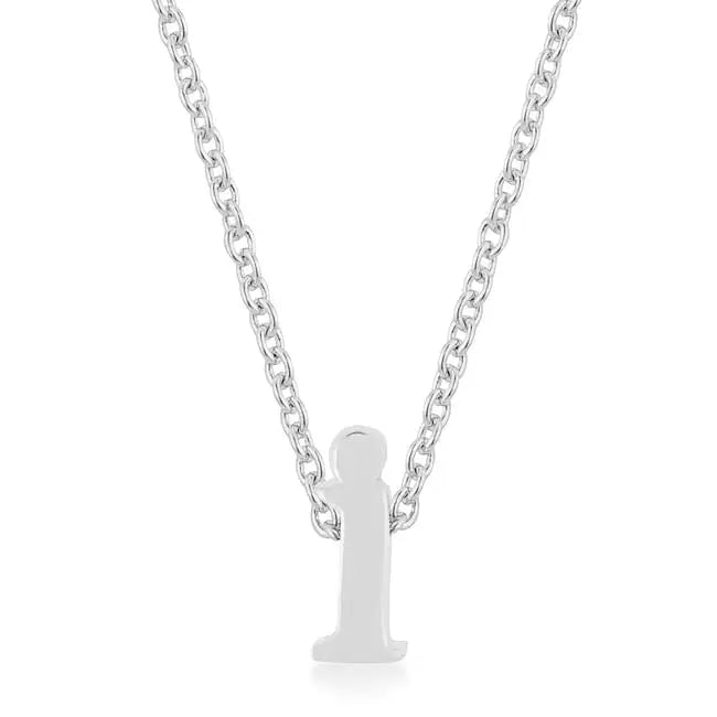 Rhodium Plated Finish Initial I Pendant - Pendants