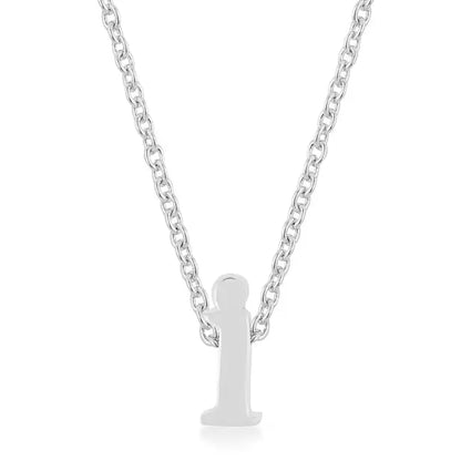 Rhodium Plated Finish Initial I Pendant - Pendants