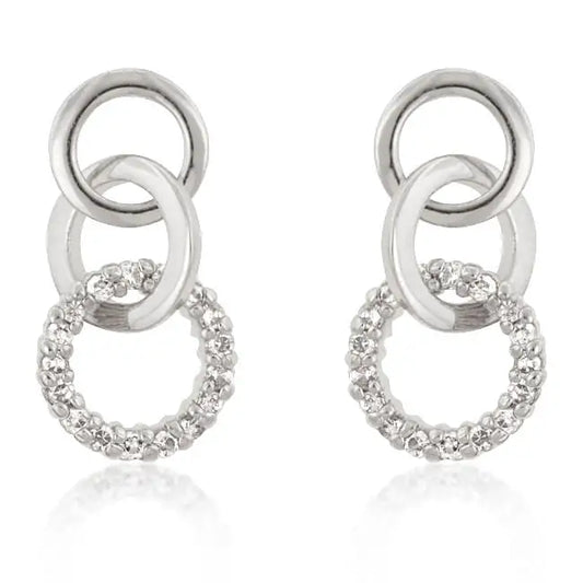 Rhodium Plated Finish Triplet Hooplet Earrings - Earrings