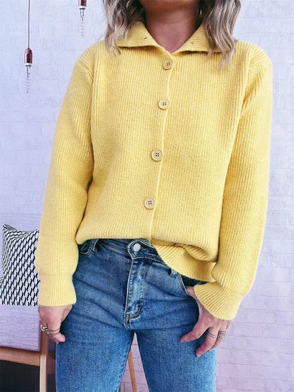 Ribbed Button-Up Cardigan