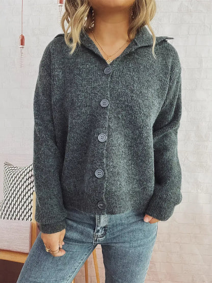 Ribbed Button-Up Cardigan